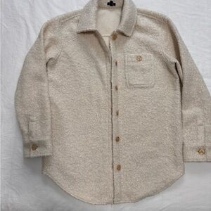 Express Beige Textured Button-Up Shirt Jacket